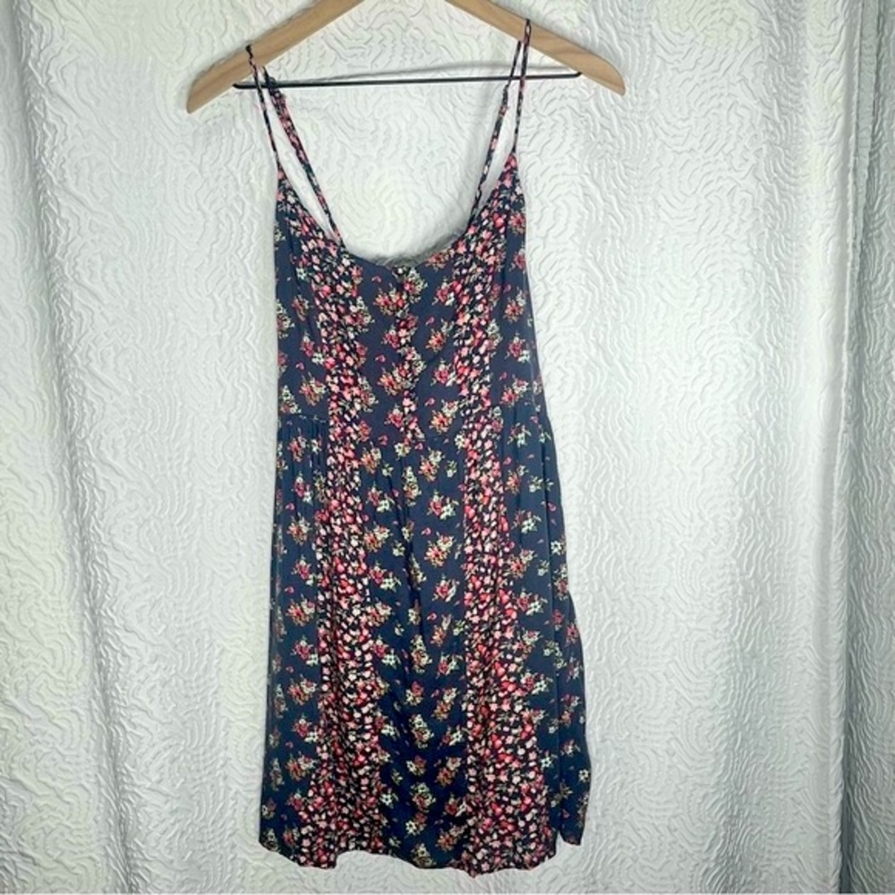 Abercrombie & Fitch Floral Colorblock Skinny Strap Mini Sun Dress Large